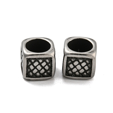 Cube 304 Stainless Steel European Beads STAS-E214-02AS-1