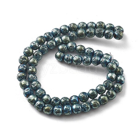 Electroplated Natural Lava Rock Beads Strands G-A251-B01-01B-1