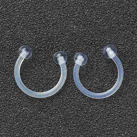 Acrylic Circular/Horseshoe Barbell with Double Round Ball AJEW-P084-04B-1