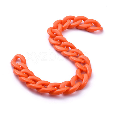 Handmade Opaque Acrylic Curb Chains AJEW-JB00662-04-1