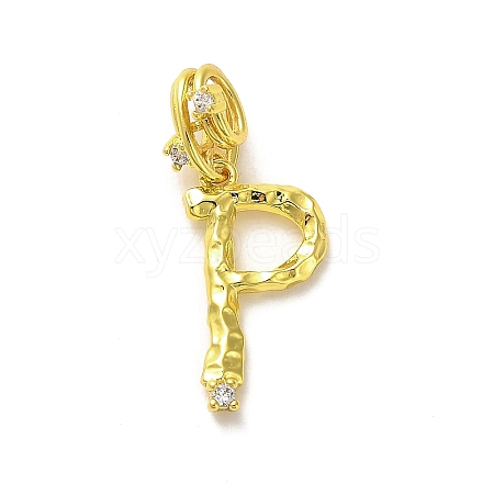 Rack Plating Brass Micro Pave Cubic Zirconia European Dangle Charms KK-L210-015G-P-1