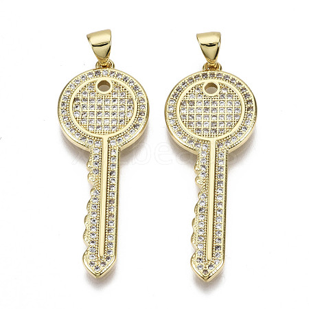 Brass Micro Pave Clear Cubic Zirconia Pendants ZIRC-N039-071-NF-1