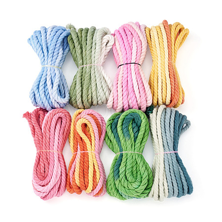 8 Bags 8 Colors 3-Ply Round Cotton Twisted Cord OCOR-TA0003-82A-1