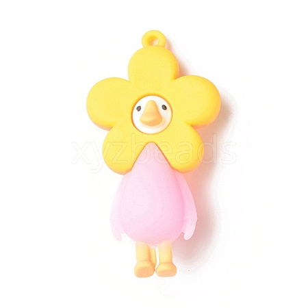 Opaque Resin Cute Duck Big Pendants LS-RESI-D065-B01-1