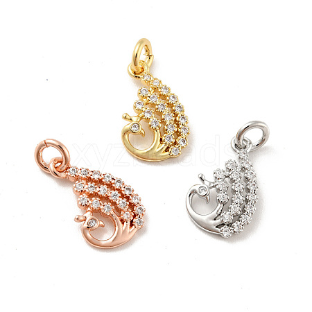 Peacock Brass Micro Pave Clear Cubic Zirconia Charms KK-G425-16-1