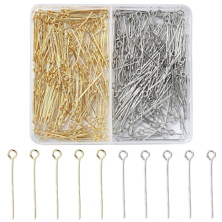 400Pcs 2 Colors 304 Stainless Steel Eye Pin FIND-YW0005-14-1