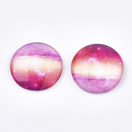 Starry Sky Pattern Printed Glass Cabochons X-GGLA-N004-25mm-D72-1