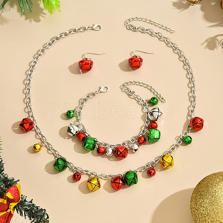 Christmas Bell Alloy Pendant Necklaces & Dangle Earrings & Charm Bracelets Sets WGF39B9-05-1