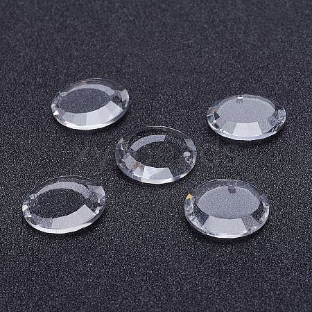 Flat Round Faceted K9 Glass Pendants EGLA-P026-J-02-1