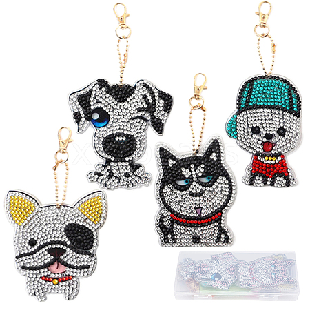 SUNNYCLUE 1 Set DIY Dog Keychain 5D Diamond Painting Kit DIY-SC0020-04-1