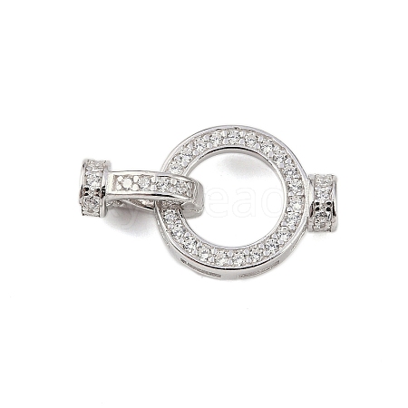 925 Sterling Silver Micro Pave Clear Cubic Zirconia Fold Over Clasps STER-P060-43P-1