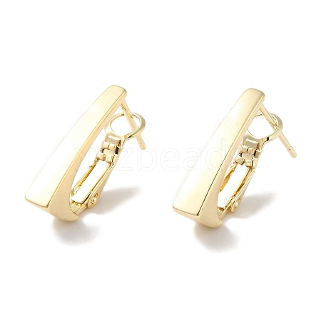 Rectangle Brass Hoop Earrings for Women EJEW-U008-03G-1