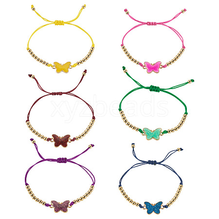 6Pcs 6 Colors Alloy Enamel Link Bracelets BJEW-TAC0043-1