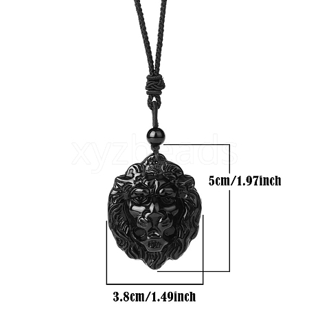 Natural Obsidian Pendant Necklace for Men PW-WG33725-10-1