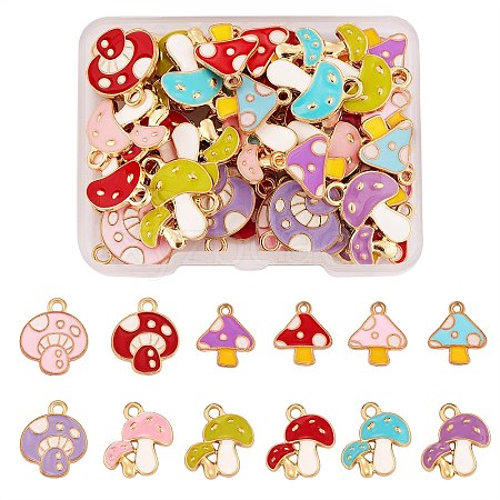 48Pcs 12 Style Autumn Theme Alloy Enamel Charms ENAM-SZ0003-12-1