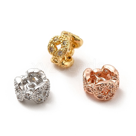 Rack Plating Brass Micro Pave Cubic Zirconia Spacer Beads KK-C010-31-1