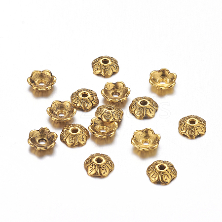 6-Petal Tibetan Style Alloy Flower Bead Caps LS-TIBE-S220-AG-NR-1