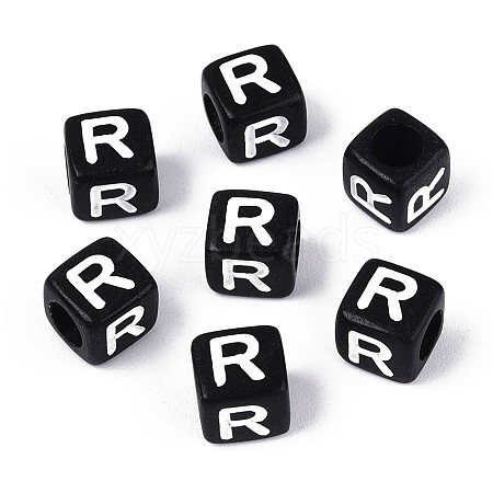 Initial Acrylic Horizontal Hole Beads X-OACR-ZX006-35R-1