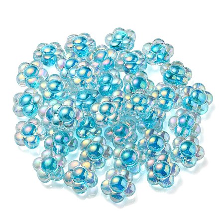 UV Plating Rainbow Iridescent Transparent Acrylic Beads OACR-C007-11C-1