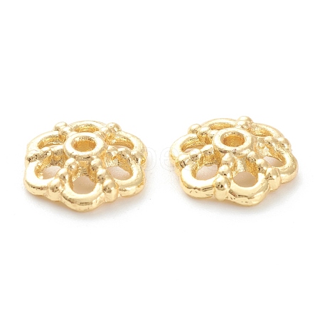 Rack Plating Alloy Flower Bead Caps KK-J277-07G-1