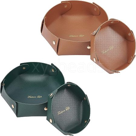 SUPERFINDINGS 4Pcs 4 Style PVC Imitation Leather Storage Trays DJEW-FH0001-11-1