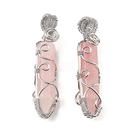 Natural Rose Quartz Pendants G-K338-28P-01-1