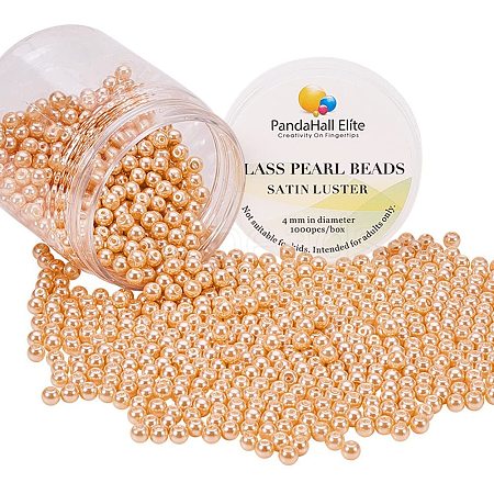 Pearlized Eco-Friendly Dyed Glass Pearl Round Bead HY-PH0002-24-B-1