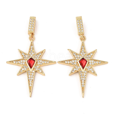 Brass Micro Pave Clear Cubic Zirconia Pendants KK-G543-15G-01-1