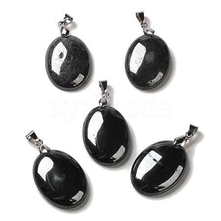 Natural Black Stone Pendants G-Z055-03P-15-1