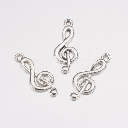 Tibetan Style Alloy Treble Clef Pendants TIBEP-R315-AS-LF-1