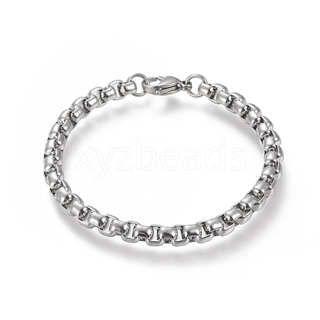 304 Stainless Steel Box Chain Bracelets BJEW-I288-01P-1