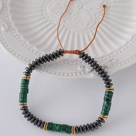 Hip Hop Style Synthetic Malachite Braided Bracelets FC4703-2-1