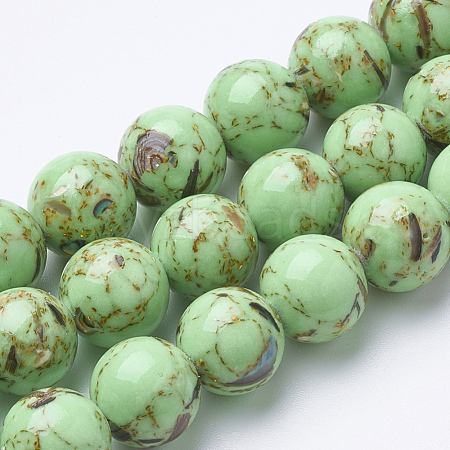 Assembled Synthetic Turquoise and Shell Beads Strands G-S212-8mm-07-1