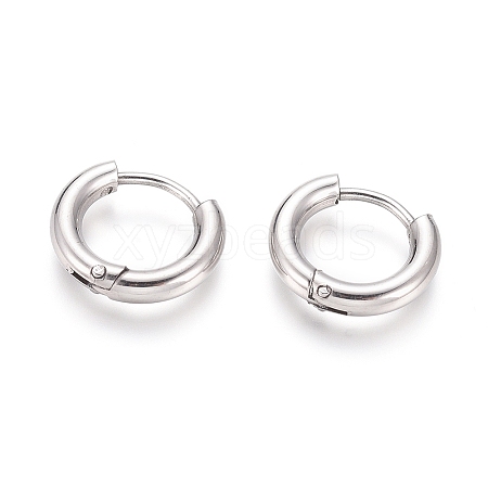 Tarnish Resistant 202 Stainless Steel Huggie Hoop Earrings A-EJEW-F111B-13mm-P-1