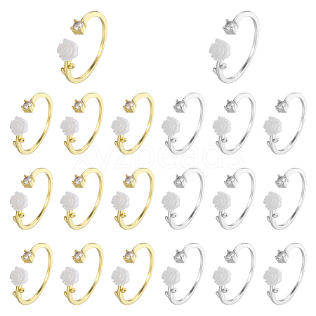 20Pcs 2 Colors Alloy Cuff Rings RJEW-GO0001-09-1
