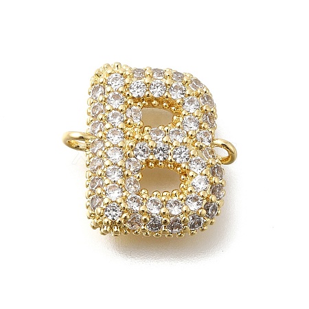 Brass Micro Pave Cubic Zirconia Letter Links X-KK-I717-04B-1