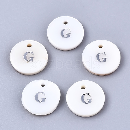 Natural Freshwater Shell Pendants SHEL-Q018-01A-G-P-1