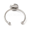 304 Stainless Steel Open Cuff Ring Components STAS-I306-05B-P-3
