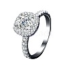 Rhodium Plated 925 Sterling Silver Micro Pave 5.2x3.1mm Cubic Zirconia Finger Rings for Women WG84E28-05-4