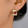 Vintage Palace Style High-end Zircon Square Stud Earrings Party Banquet Accessory. XW6833-1-1