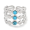 304 Stainless Steel Synthetic Turquoise Cuff Rings G-Z056-05P-01-2