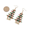 Glass Christmas Tree Pendants Dangle Earrings for Woman EJEW-JE06021-3