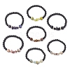 7Pcs Natural Mixed Stone Chips & Round Beaded Stretch Bracelets Set for Women BJEW-JB11130-1