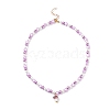 Lampwork Mushroom Pendant Necklace with Glass Pearl & Acrylic Heart Beaded for Women NJEW-JN03904-4