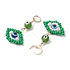 Glass Seed Bead Evil Eye Hoop Earrings EJEW-MZ00272-02-4