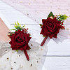 CRASPIRE daSilk 2Pcs Rose Flower Silk Brooch with Plastic AJEW-CP0001-64-5