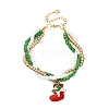 Christmas Alloy Enamel Charm Bracelets BJEW-JB12482-02-2