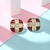 Brass Enamel Stud Earrings EJEW-B115-01G-01-1