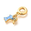 Brass Dodger Blue Enamel Clothes & Whistle European Dangle Charms KK-U048-16G-2