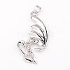 Swan Alloy Rhinestone Pendants PALLOY-L198-01P-1